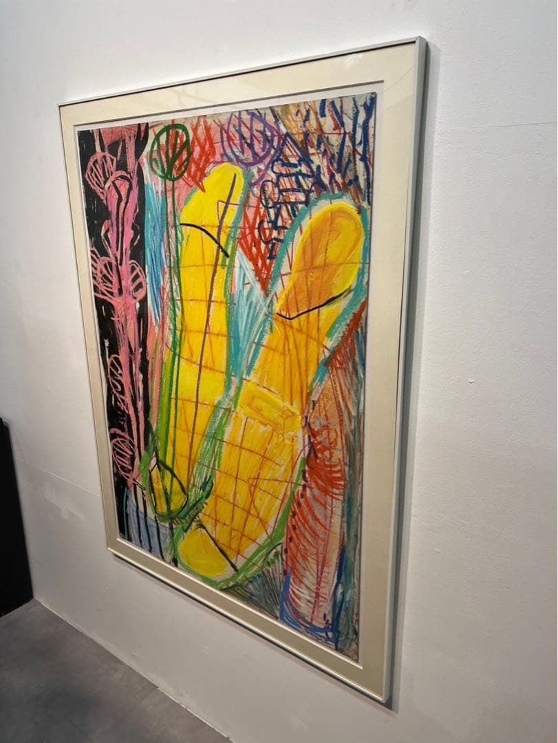 堀越千秋「ニース」1988年 カルトレにアクリル・オイルパステル 額装済