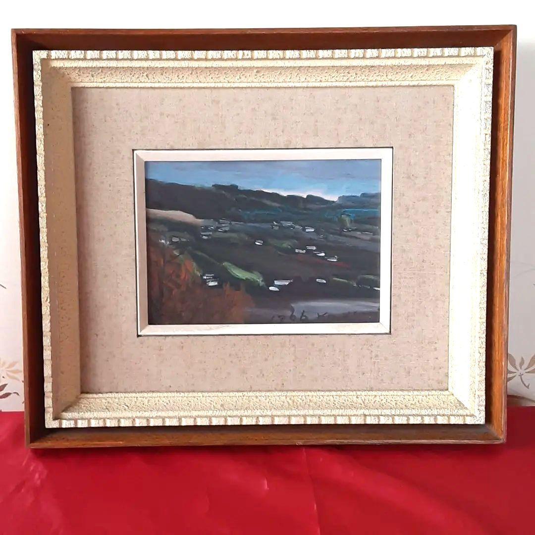 油絵　冬の伊那谷　松井幸司　F1号 S