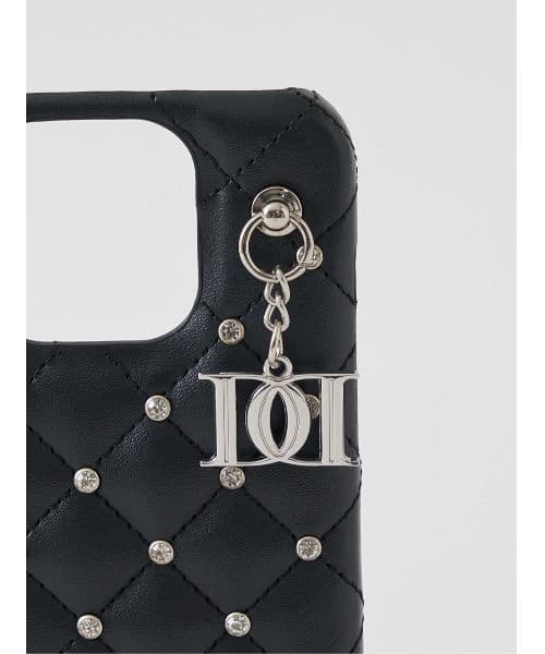 Darich キルティングビジューDDチャームiPhoneケース　13Pro　黒