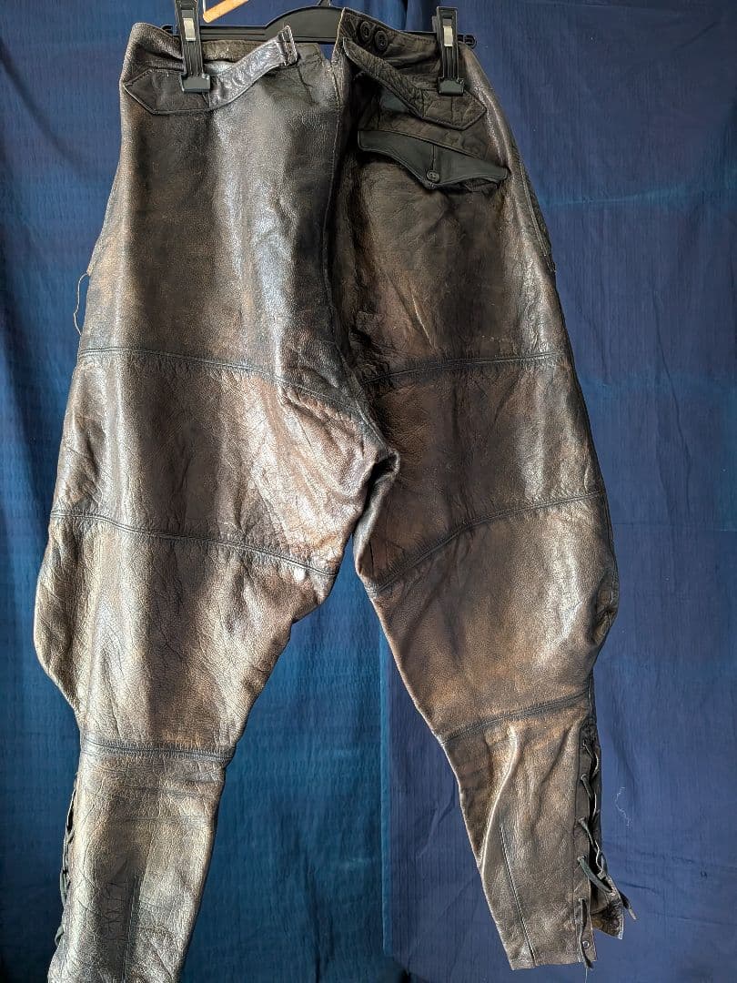 30s40s フランス ビンテージ レザージョッパーズパンツ モーターサイクル