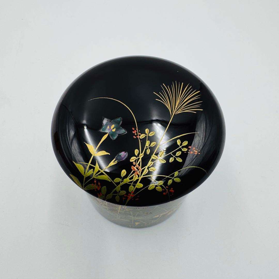 【宗景造　秋草蒔絵　金輪寿　棗　塗物　茶道具】共箱　骨董　アンティーク