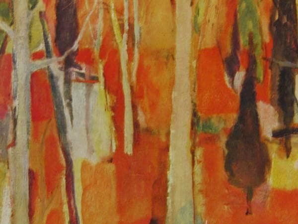 山口薫・Yamaguti/Kaoru、残雪の木々、コロタイプ、新品額付