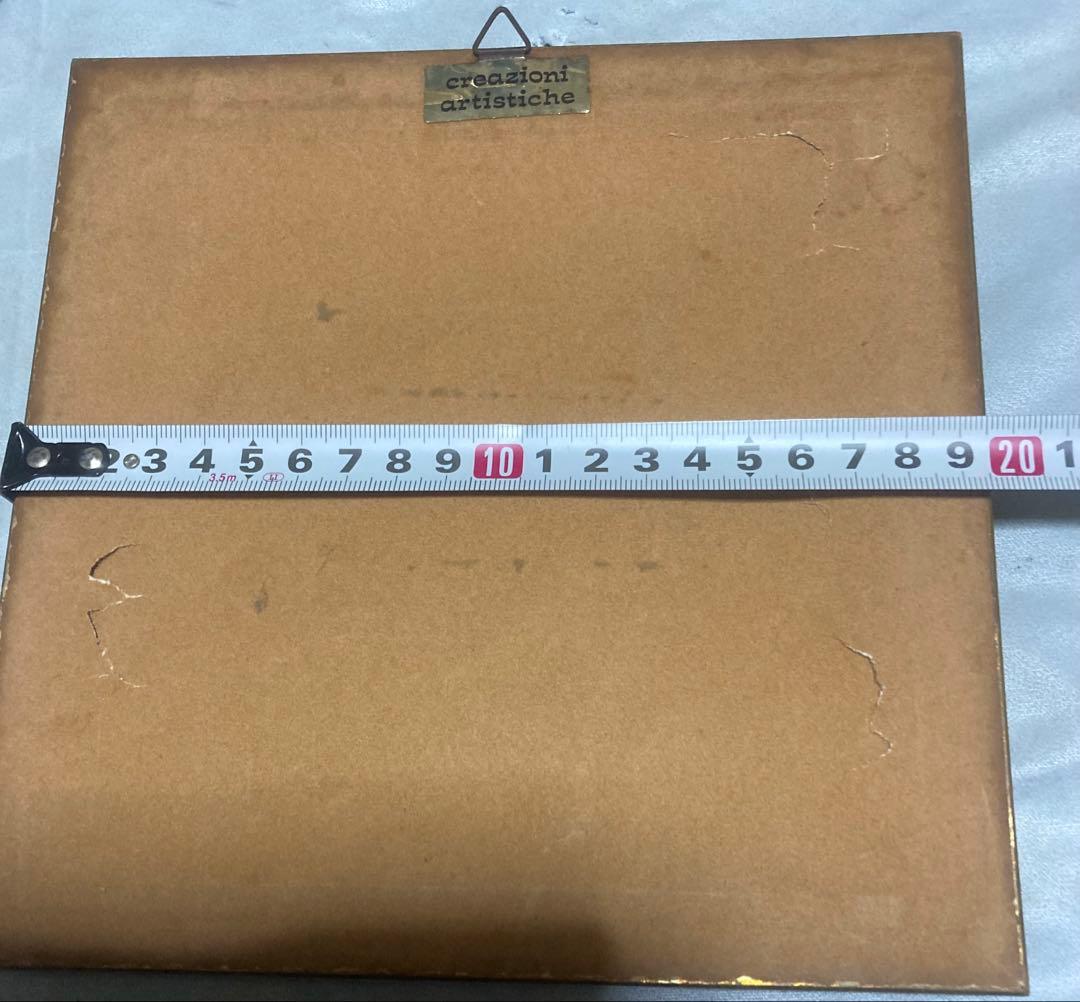 ジャンク品 刻印あり イタリア製 壁掛け 額装アート 詳細不明