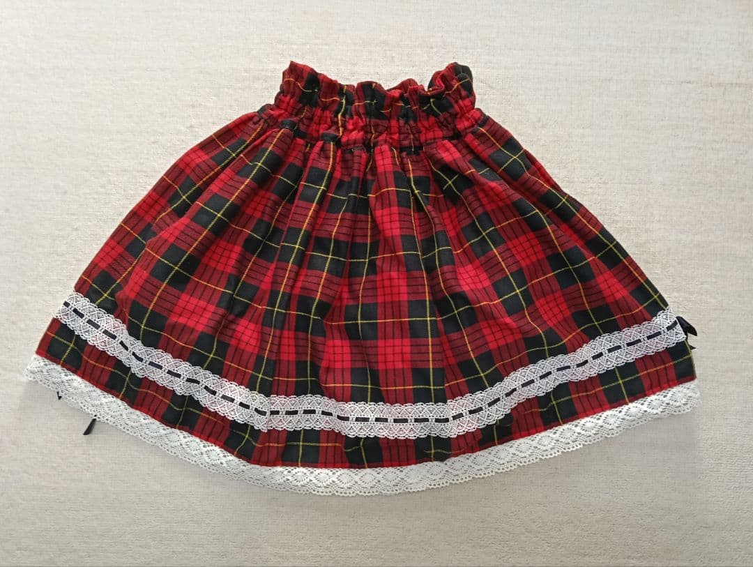 初期メタモルフォーゼ 赤黒チェック フレアスカート