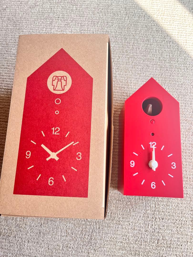 無印良品　鳩時計　赤　レンガ