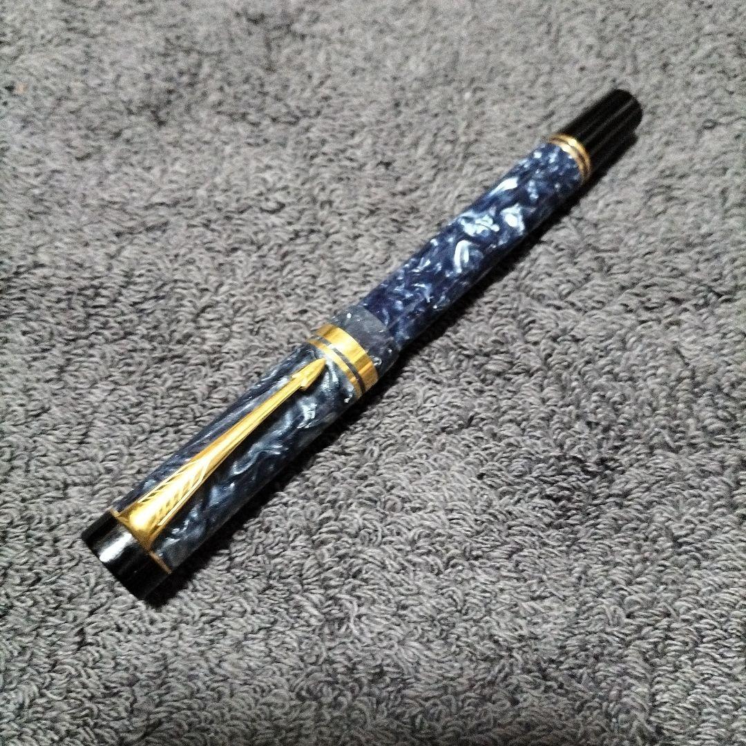 18ＫPARKER 青色と黒のマーブル模様 万年筆