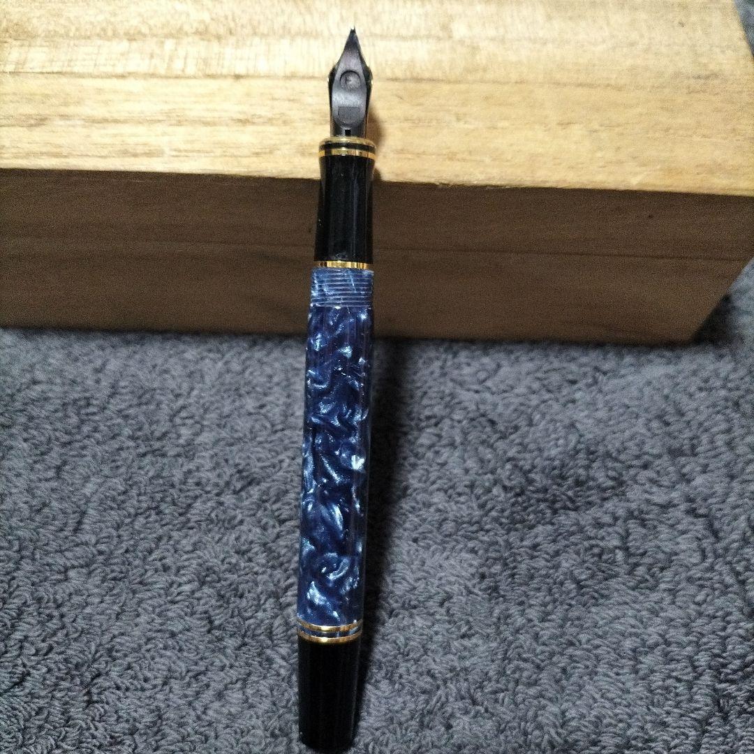 18ＫPARKER 青色と黒のマーブル模様 万年筆