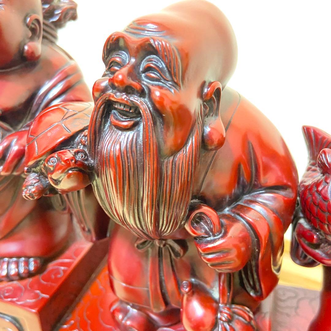 七福神　巨大　置物　縁起物　美術品　階段台座付き　笑福　骨董品　大黒天　恵比寿天