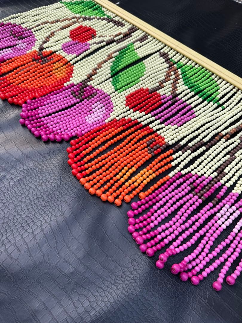 昭和レトロ　球のれん　スキルスクリーン　ビーズのれん　さくらんぼ　果物　のれん