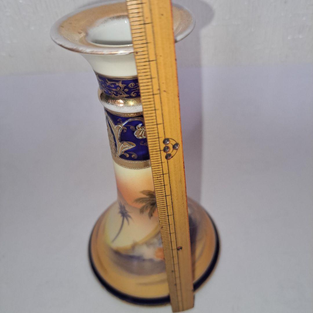 オールドノリタケ　キャンドル立て　１９３３年 　本金金彩色絵　砂漠ラクダ文