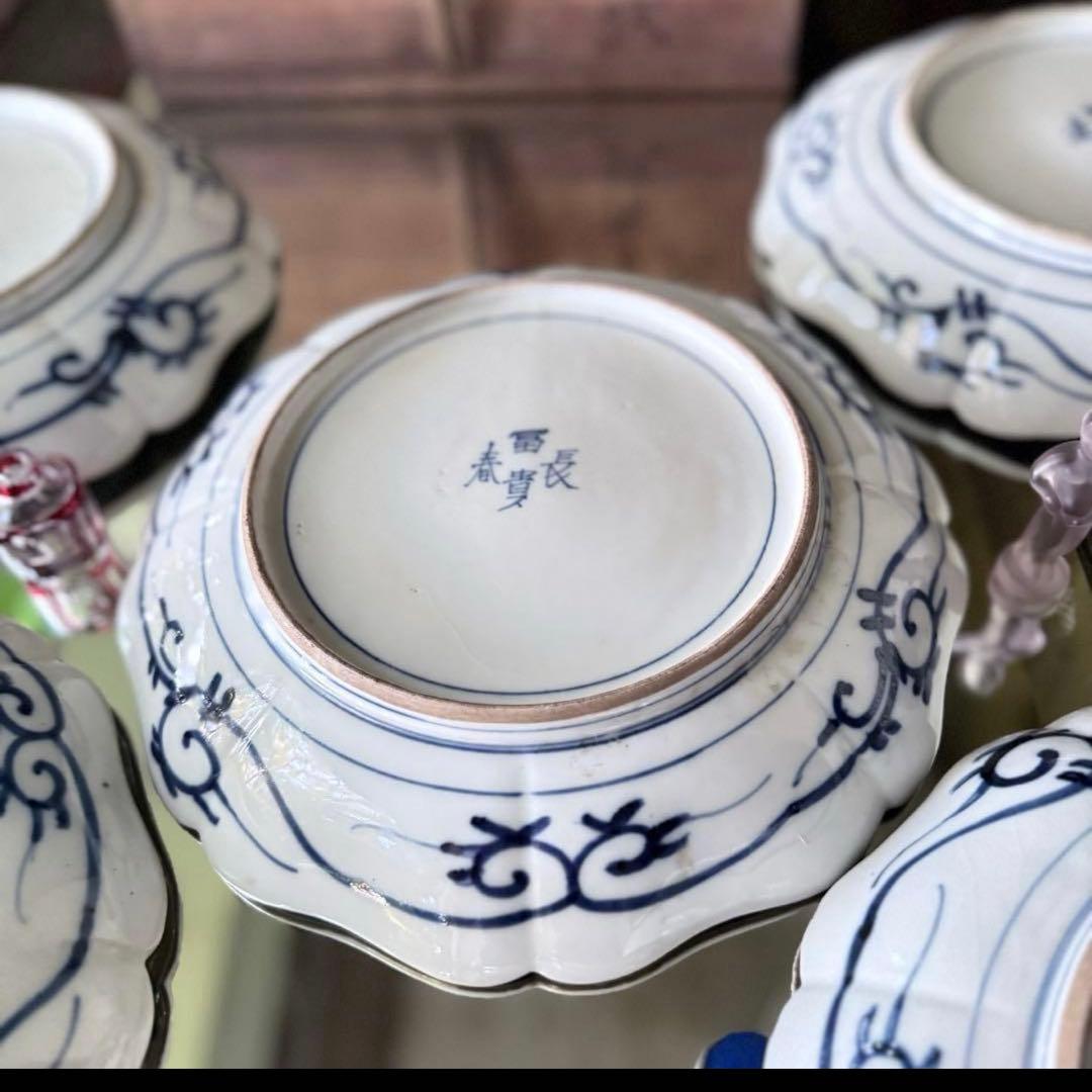 新春特別価格‼️降誕祭GOLD伊万里錦手　帆かけ舟❌山水❌米俵富貴長春八寸皿5客