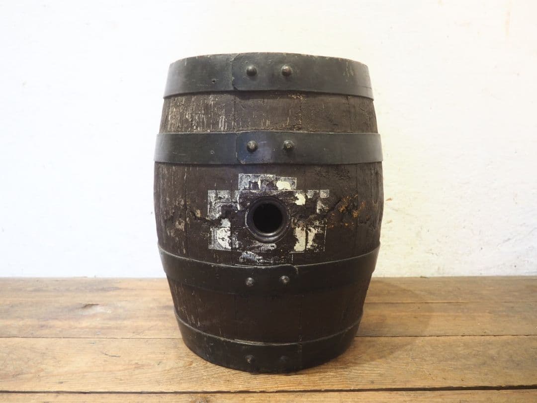 1222　ヴィンテージ　古い木樽のオブジェ　椅子　スツール　レトロ　アンティーク