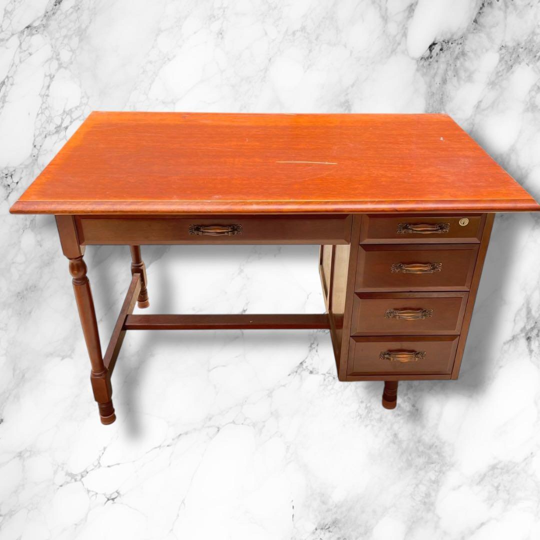 アンティーク調 デスク 幅約120cm 木製 引き出し付き 作業台 机 テーブル