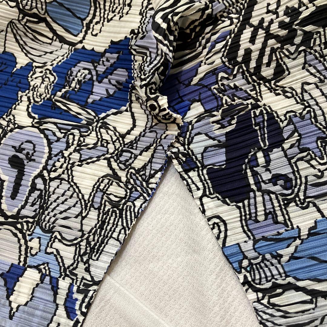 PLAT'S PLEASE サルエルパンツ 青と白のグラフィック