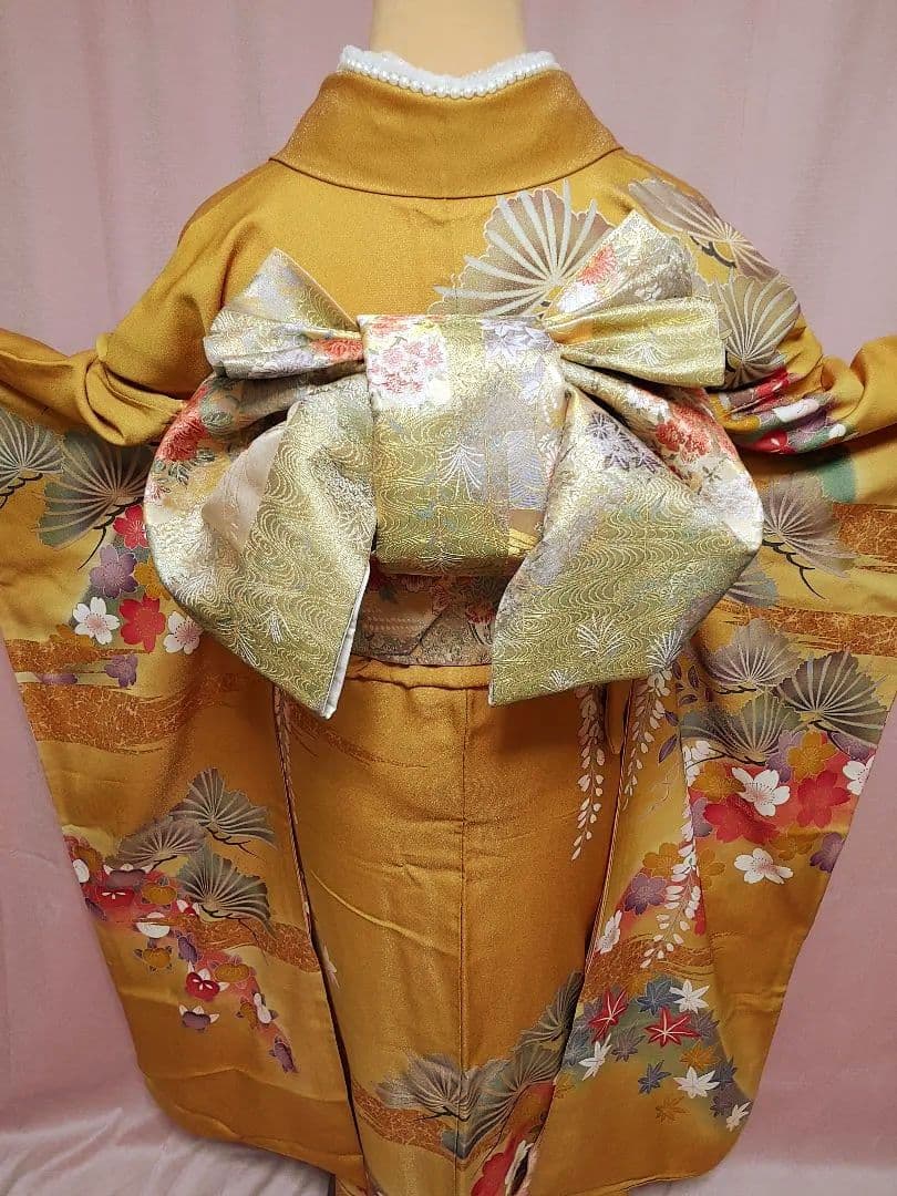 後藤久美子ブランド振袖　袋帯　帯揚げ　帯締め　セット　山吹色/ゴールド系