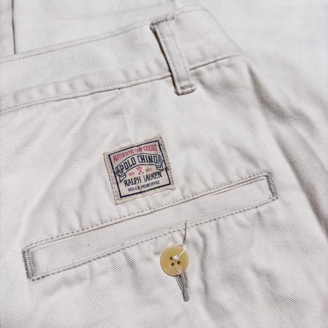 【初期タグUSA製】 ラルフローレン ポロチノ ホワイト チノパン 90s