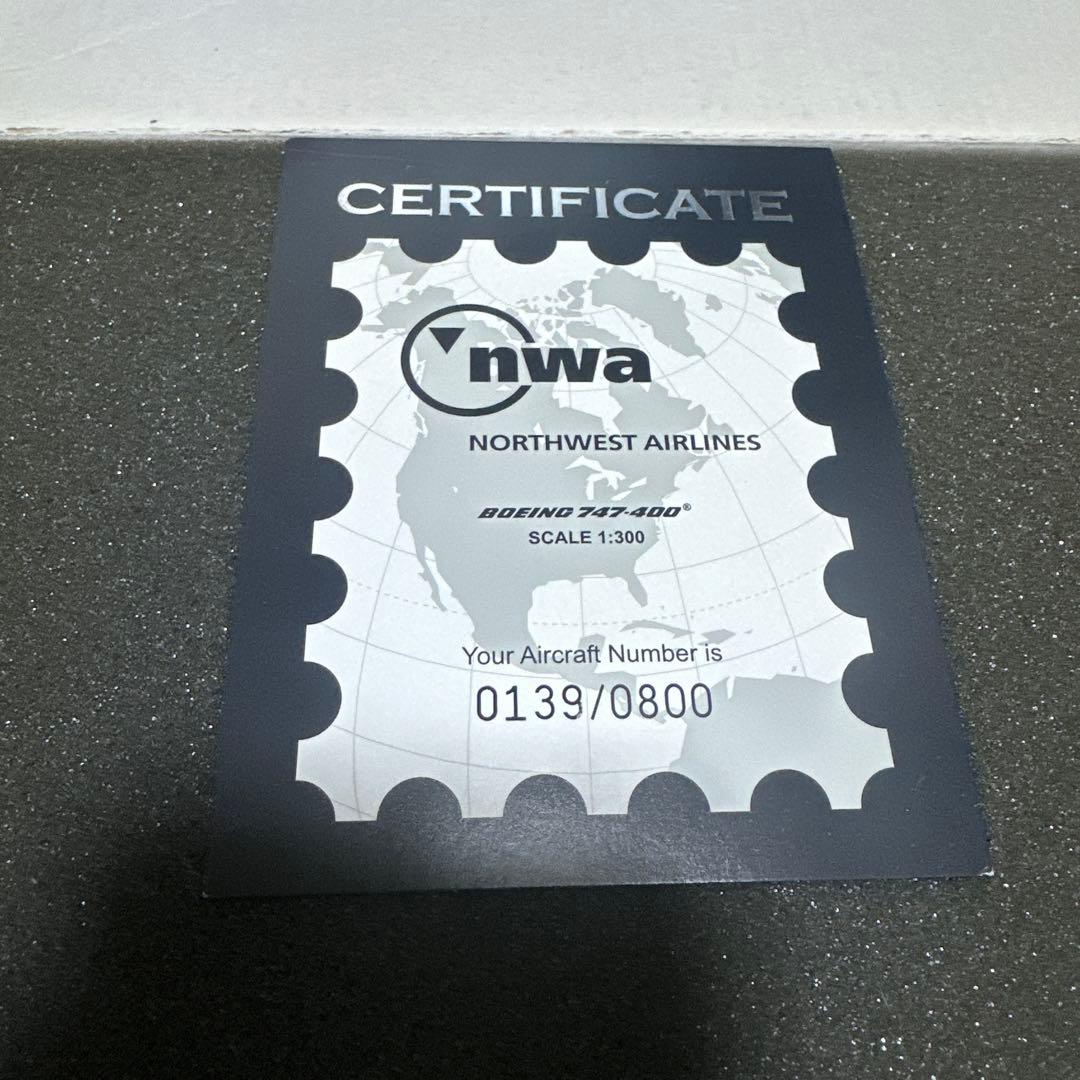 ノースウエストB747-400 1/300 hogan限定品未展示　NWA 貴重