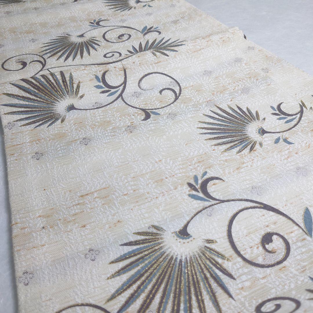 正絹 名古屋帯 開き仕立て ぜんまい 西洋唐草図案 極上 逸品 未使用品