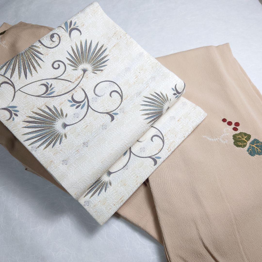 正絹 名古屋帯 開き仕立て ぜんまい 西洋唐草図案 極上 逸品 未使用品