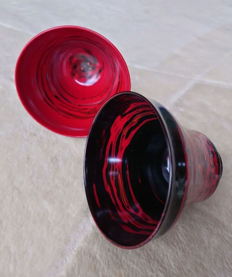 佐竹康宏　個展作品　一点物　漆芸　木製碗　黒赤二客組　手塗り　手仕上げ