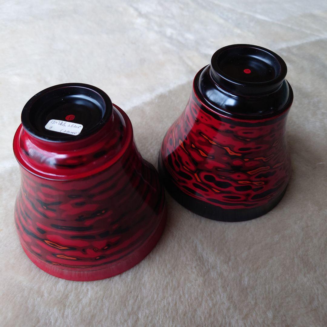 佐竹康宏　個展作品　一点物　漆芸　木製碗　黒赤二客組　手塗り　手仕上げ