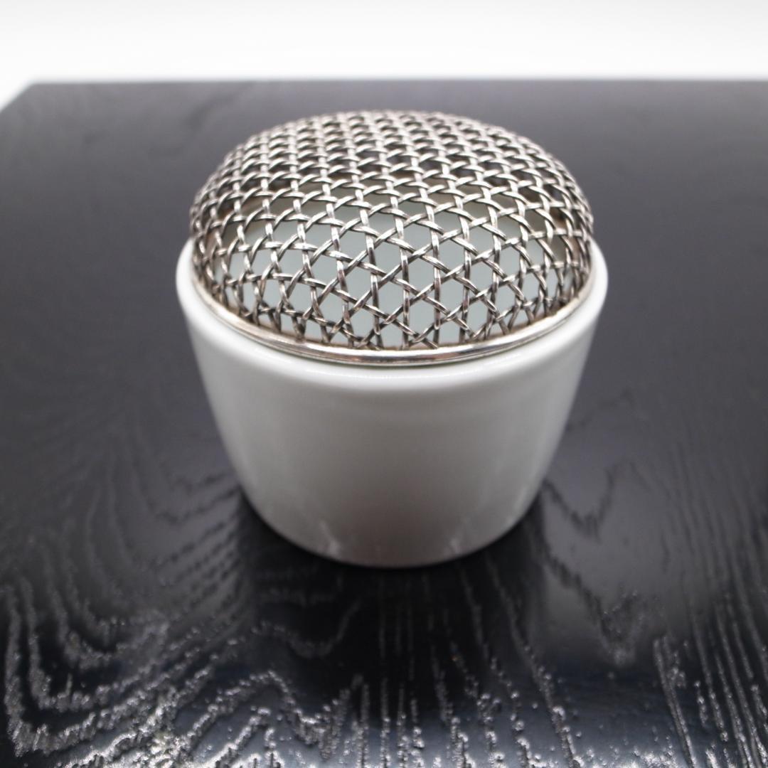 白磁香炉　純銀火屋　銘　永楽