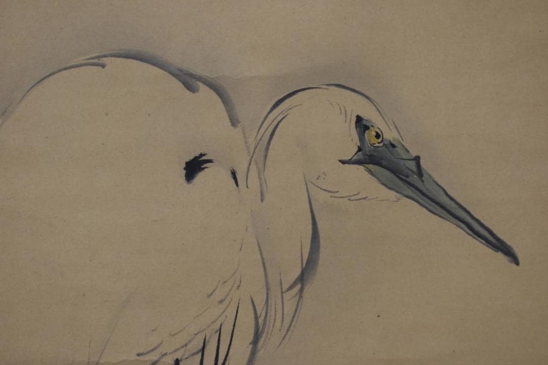 【真作】若林松渓/柳鷺之図/掛軸☆宝船☆Y-463　JM