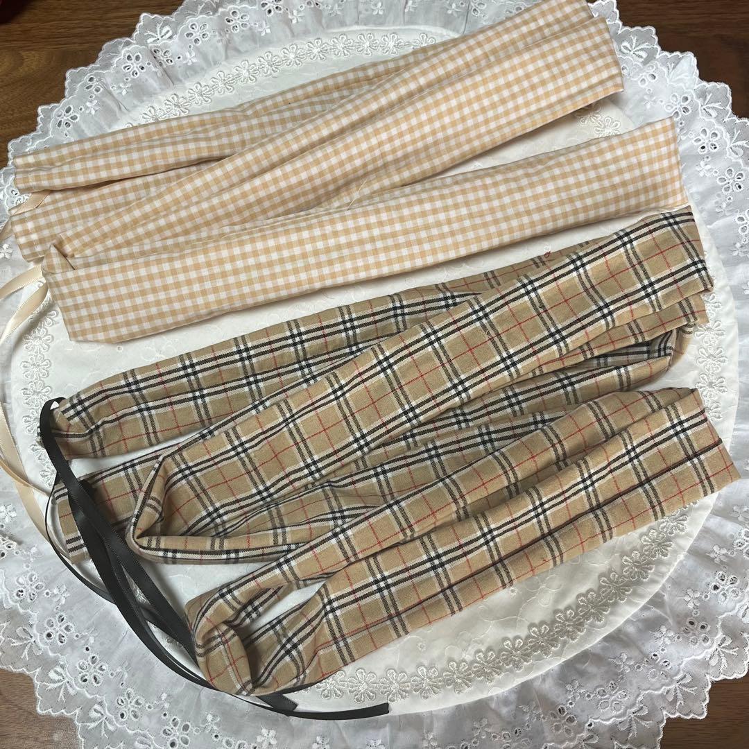 1167.くしゅくしゅリードカバー　チェック赤　ハンドメイド犬おさんぽ