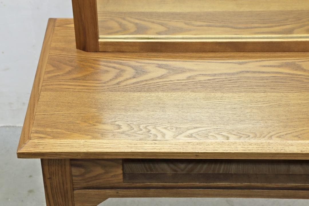 クラシカル タモ材 ドレッサー 鏡台 カット台 ミラー デスク サロン 木製