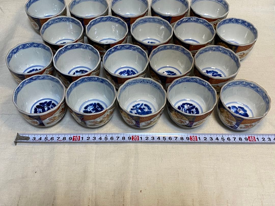 伊万里　古伊万里　色絵　金襴手　ちょこ　猪口　花の図　大正元年　20客