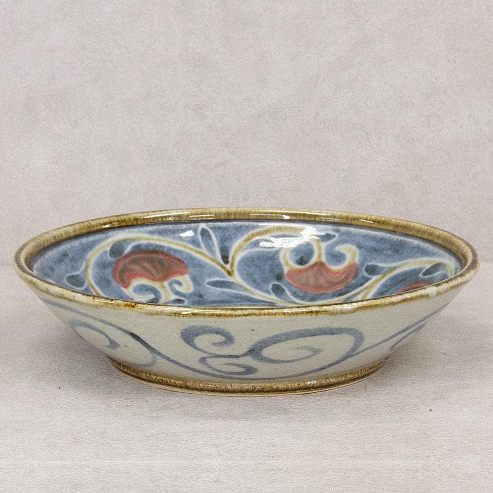 河井久 飾り皿大皿「唐草紋鉢」直径37.5cm 共箱 河井寛次郎・河井武一に師事