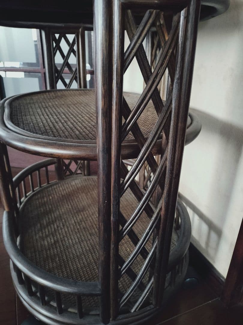 籐家具　3段キャスター付きカート　アンティーク