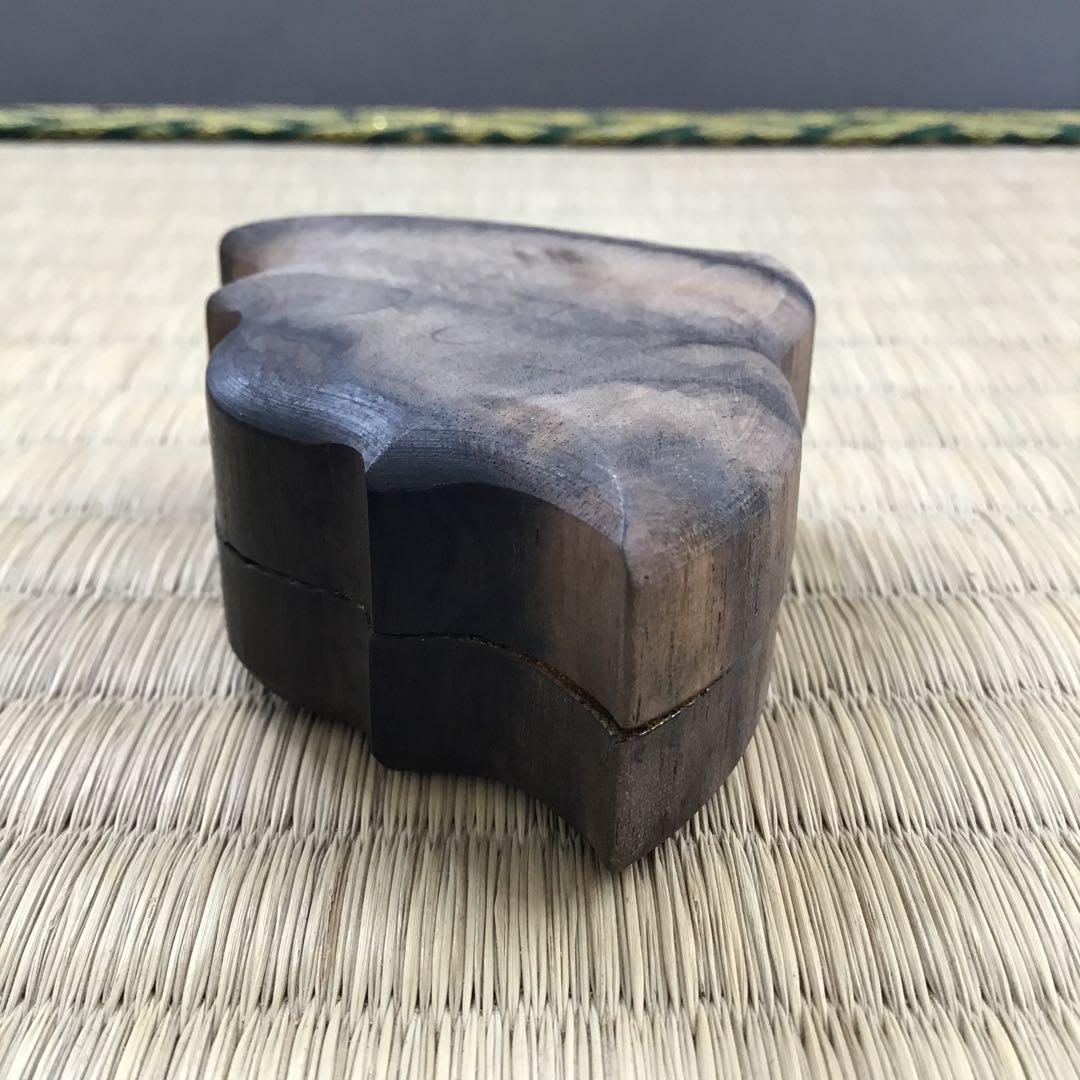 骨董品　茶道具　香合　黒柿千鳥香合　内側金箔(傷)銅板付属　配送桐箱　S97KG