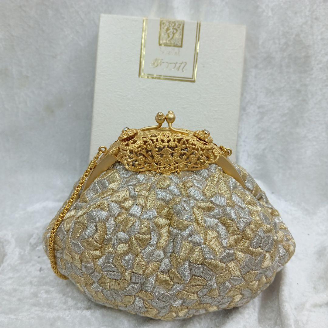 夢つづれ 高級和装バッグ 金銀系 巾着型　FORSTER