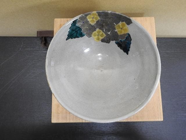 紫陽花茶碗　浜本玄造　共箱　MA274