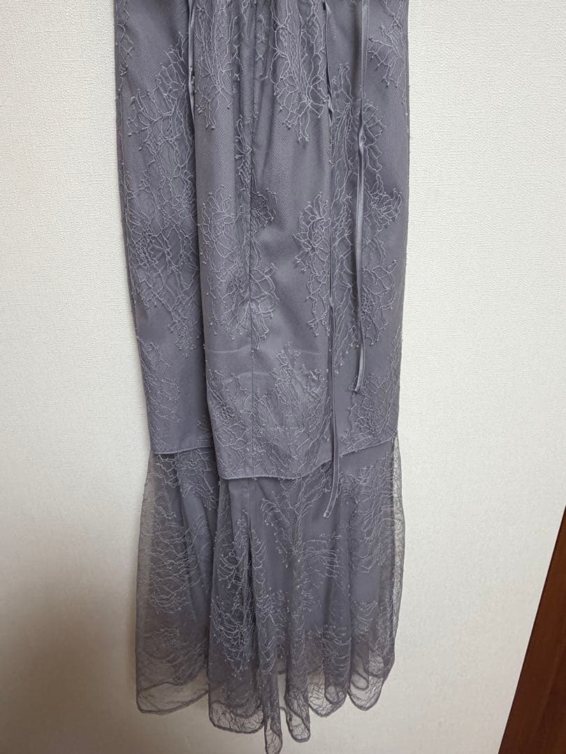 SNIDEL ギャザードレープレースドレス GRY