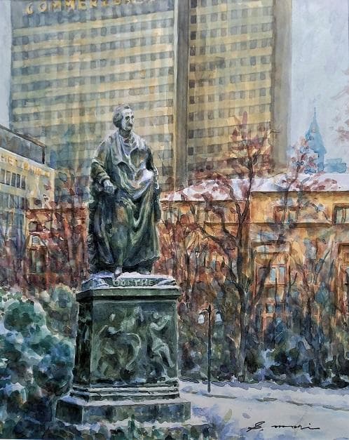 S.moriのサイン　タイトル「像のある街」（フランクフルト　アンマイン）　8号