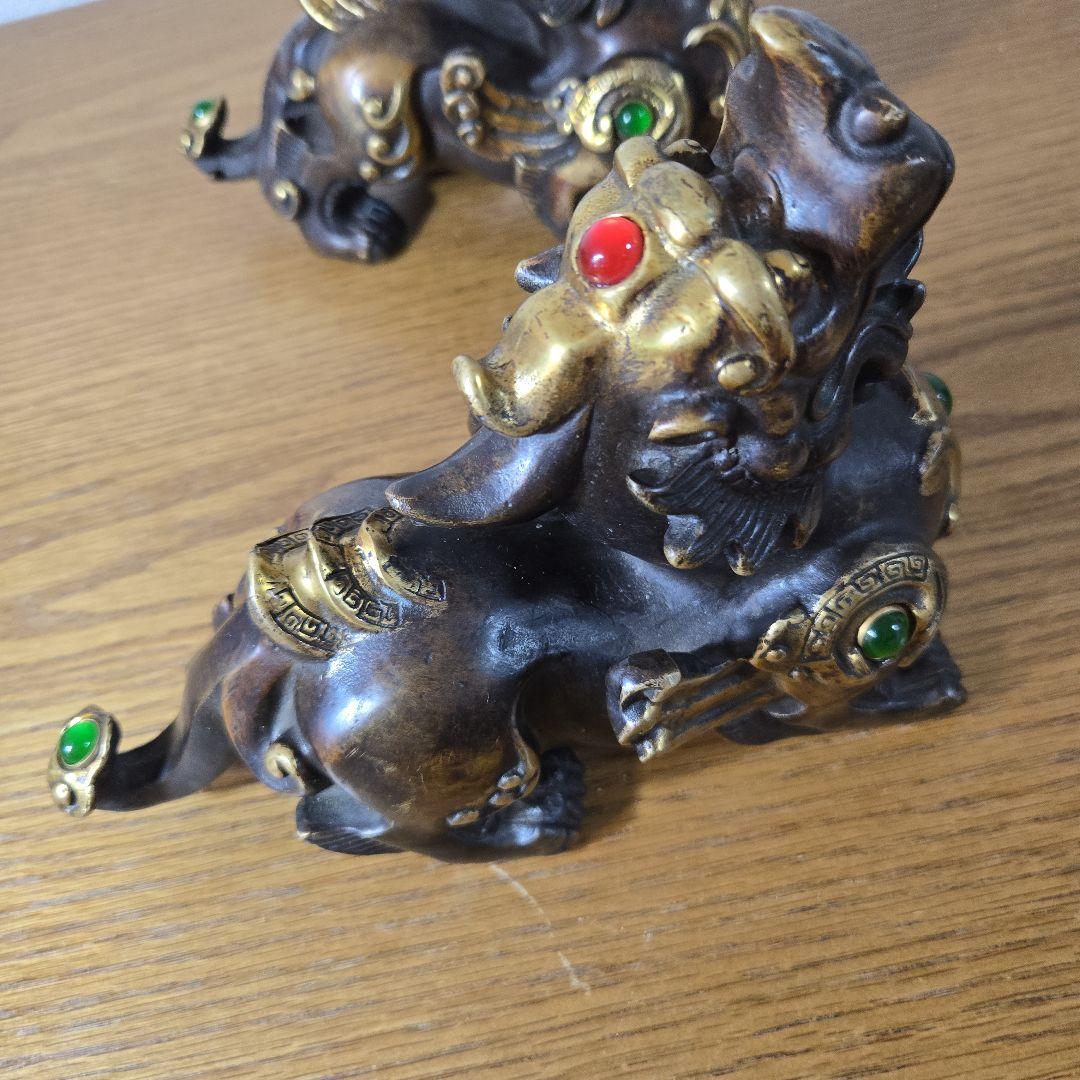 シーサー 獅子 狛犬 置物 真鍮製（2体セット）最終値下げ