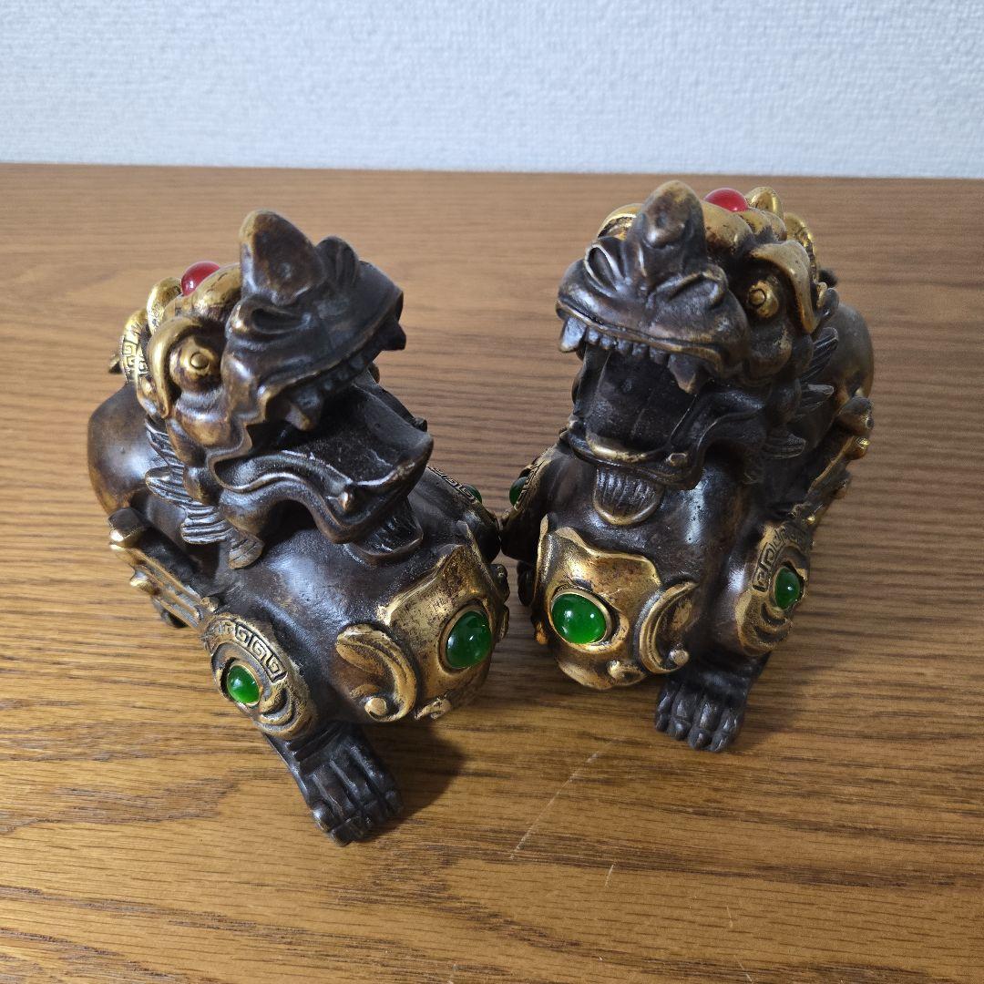 シーサー 獅子 狛犬 置物 真鍮製（2体セット）最終値下げ