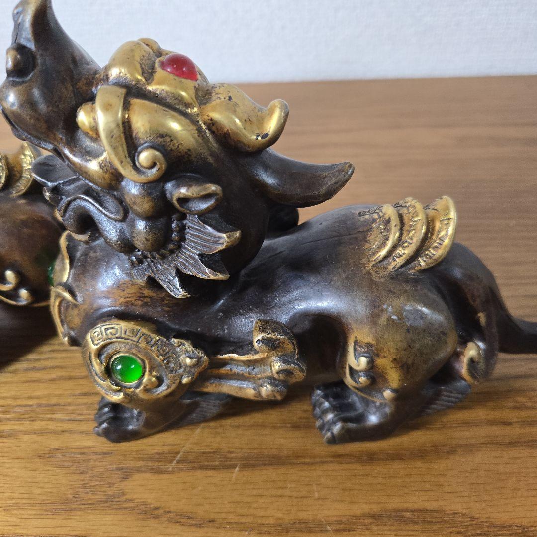 シーサー 獅子 狛犬 置物 真鍮製（2体セット）最終値下げ