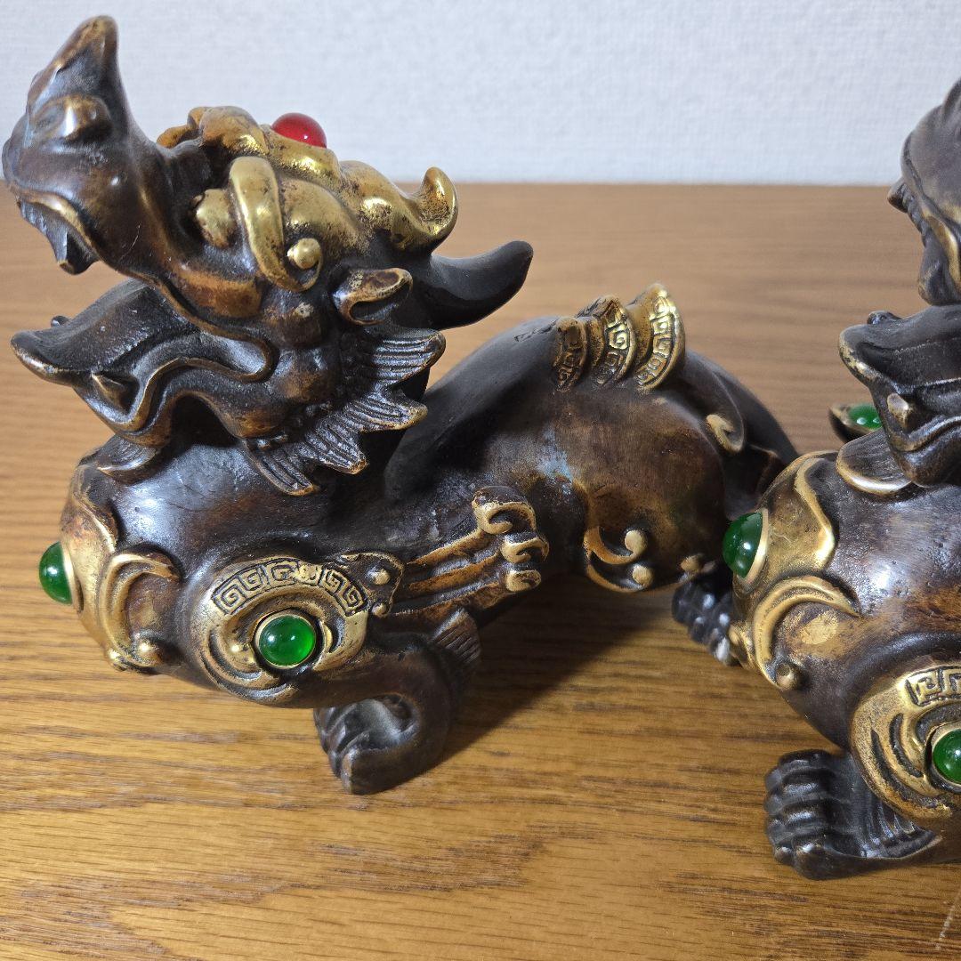 シーサー 獅子 狛犬 置物 真鍮製（2体セット）最終値下げ