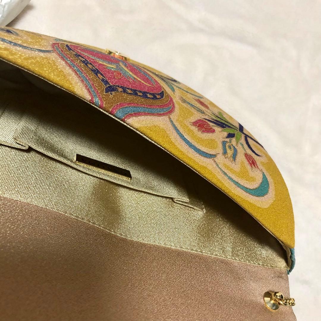 希少　岡重謹製 OKAJIMA 京友禅 金彩 唐花 葡萄唐草 正絹　シルク