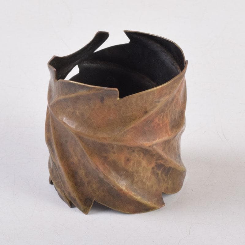 茶道具　古銅槌出　葉形　蓋置　時代箱　V　8546