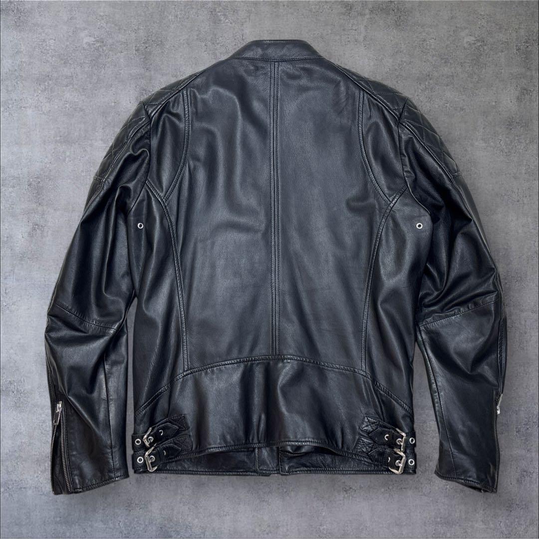 【美品】DIESEL ラムレザージャケット シングルライダース キルティング