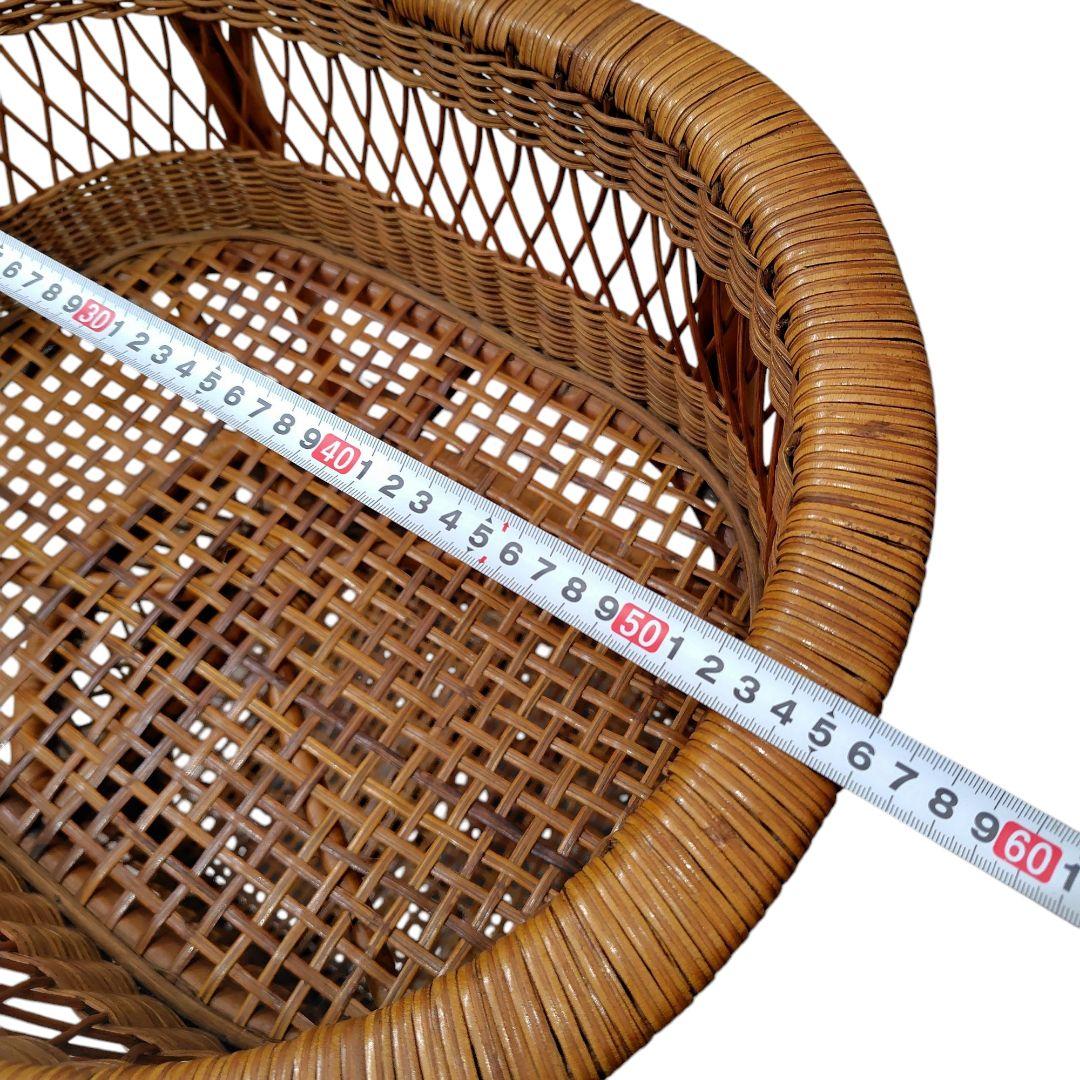 【ヴィンテージ】籐 ラタン ランドリーラック脱衣かご2段家具インテリア昭和レトロ