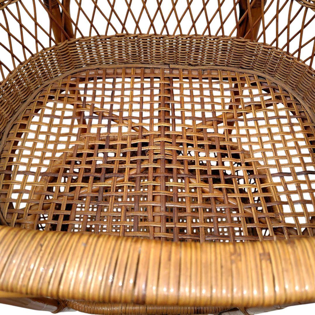 【ヴィンテージ】籐 ラタン ランドリーラック脱衣かご2段家具インテリア昭和レトロ