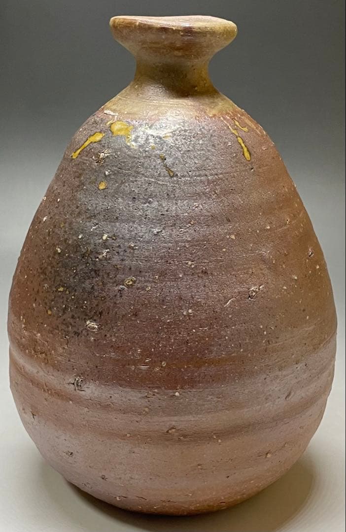 金重愫　備前徳利一輪花入　円山窯　備前焼　四方桟共箱　b116