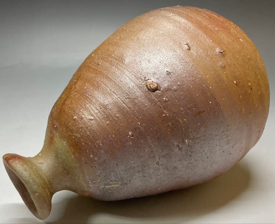 金重愫　備前徳利一輪花入　円山窯　備前焼　四方桟共箱　b116