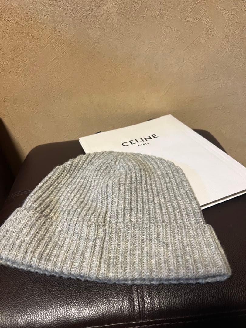 CELINE グレー ニット帽 Mサイズ