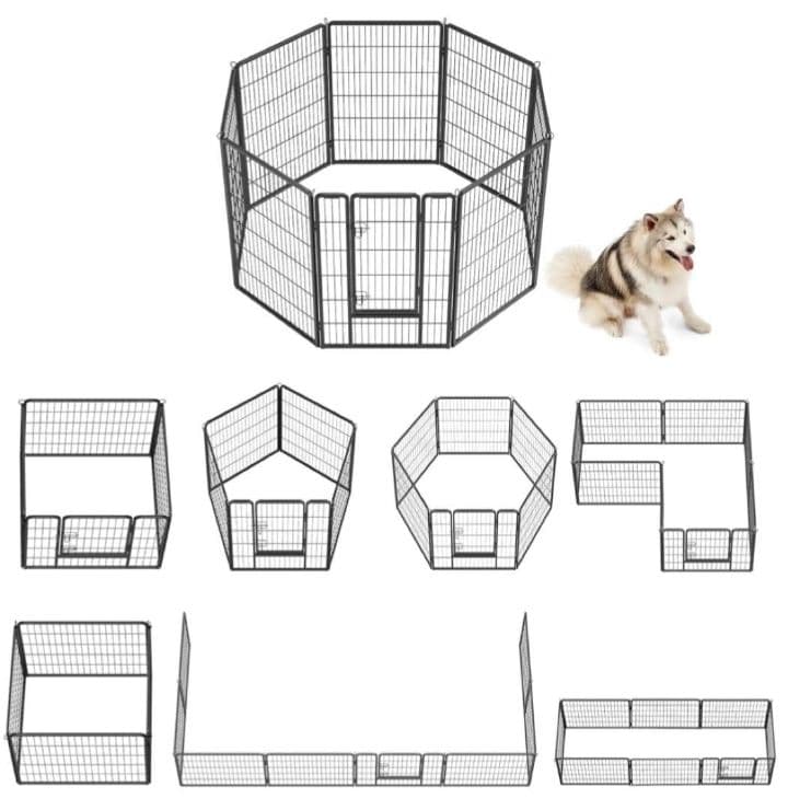 新品スチーム製組立簡単大型ペットサークル 高さ120cm 超大型犬用 パネル8枚